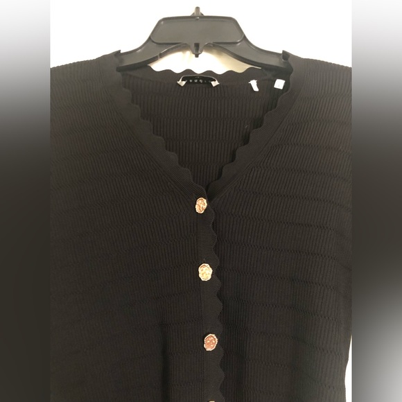 SANDRO CECIL BLACK SCALLOPED TRIM CARDIGAN - Picture 7 of 16